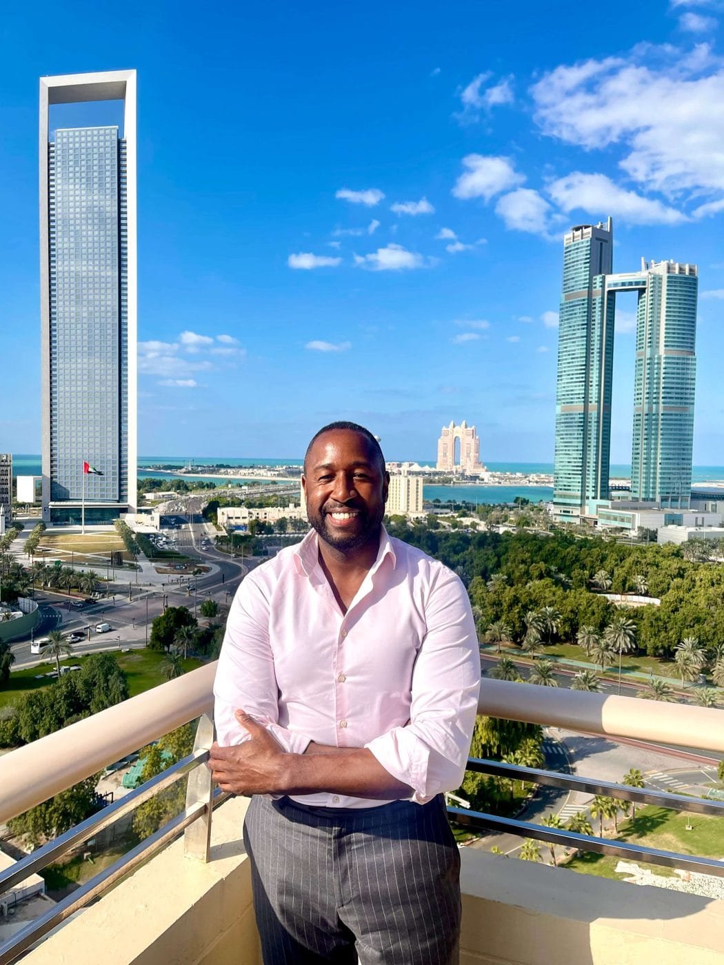 Paul speaking with a group at a Dubai business gathering